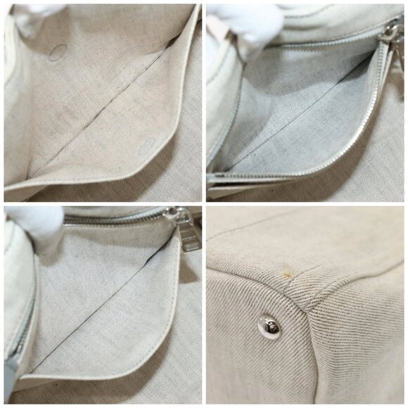 PRADA Bijoux Canapa PM Hand Bag Canvas 2way Gray Silver - Picture 12 of 15